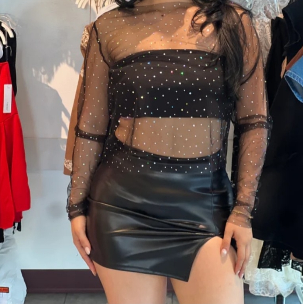 Bear Dance Sheer Black Polka Dot Blouse